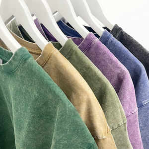 Camiseta de Cuello Redondo para Hombre, 100% Algodón, Estilo Vintage, Lavado Ácido, Talla Grande, con Logotipo Personalizado e Impresión Digital DTG, Color Sólido, Tejido de Punto, Informal - Product Image 2