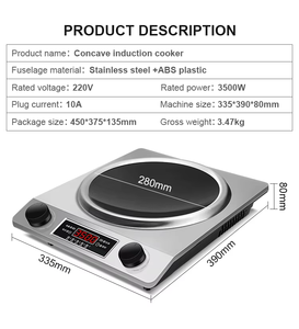 Placa de Inducción de Alta Calidad con Botón de Encendido, Placa de Inducción Cóncava de Acero Inoxidable, Placa de Inducción Comercial de 3500W, Quemador de Inducción de Sobremesa C - Product Image 6