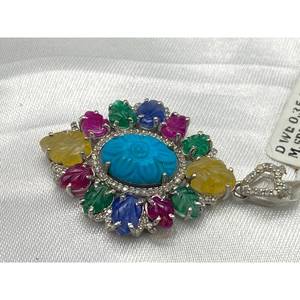 Nuevo y Popular Colgante de Lujo MALTI SHAPHIRE, TURQUOISE, Plata de Ley 925, Regalo para Fiestas, Bodas, Ceremonias Religiosas y Eventos - Product Image 6