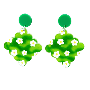 Pendientes Colgantes Florales Verdes de Acrílico, Joyería de Moda para Mujer - Product Image 1