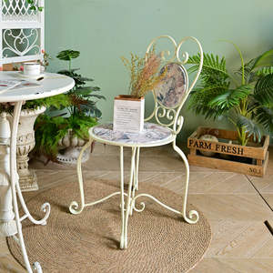 INNOVA Home Modern European Style White <b>Metal</b> Wood Dining <b>Chair</b> Unique Floral Design Apartment Ash Wood Eco Friendly - Product Image 2