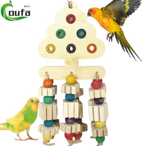 ของเล่นให้นกเคี้ยวทนทานสุดๆสำหรับนกแก้วนกกระตั้วนกกระตั้วสีสันสดใสกรงไม้พร้อมแขวนแกว่งและลูกปัดสำหรับนกหงส์หยก - Product Image 2
