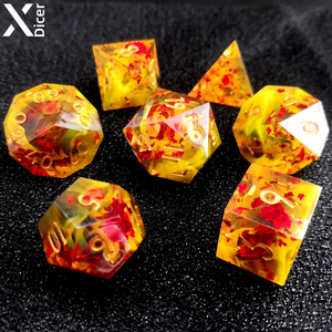 Juego completo personalizado de resina poliédrica, dados DND, dados de borde afilado para juegos de rol, mazmorras y dragones, brillo de Amanecer - Product Image 1