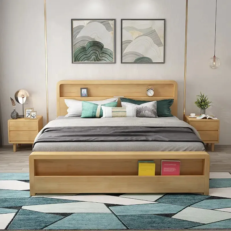 Heißer Verkauf New Chinese modernes Design Schlafzimmer möbel Set hochwertige einfache Stil Holz Kingsize-Bett