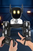 Robot chien interactif intelligent, jouet robotique parlant avec lumières d'expression faciale, commande vocale et capteur tactile