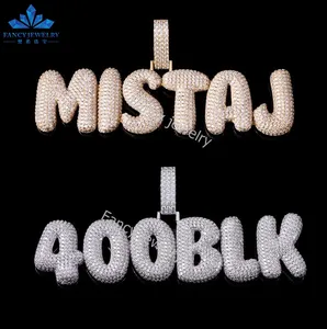 Lettera personalizzata ciondolo Moissaite 925 argento ghiacciato gioielli Hip Hop personalizzato iniziale bolla lettera N ciondolo Moissanite