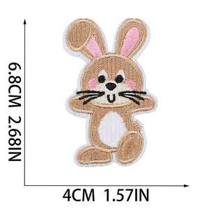 Parches de hierro con tela bordada de pollo con temática de Pascua con 26 letras en inglés en un estilo de conejo - Product Image 5