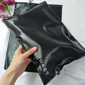 지퍼 가방 애 포장 가방 최고 품질 두꺼운 블랙 사용자 정의 로고, 매트 블랙 포장 의류 PVC 재활용