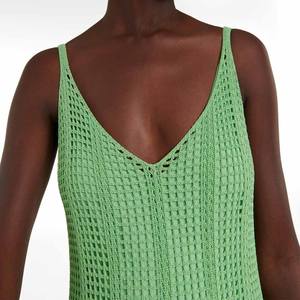 Abito in Maglia Personalizzato Verde con Spalline Sottili, Scollo a V, Traforato, Semplice, Invernale, Linea A, <span class=keywords><strong>Vestito</strong></span> Lungo Casual da Donna - Product Image 6