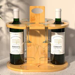 Soporte de copas de vino de mesa de pie alto de bambú sólido Almacenamiento y exhibición de vino tinto para ocasiones de cocina o fiesta - Product Image 4