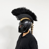 Casque Spartan Agamemnon, Produit fini, Produit inachevé, Rôle de roi, Accessoires de jeu de rôle noirs pour Halloween