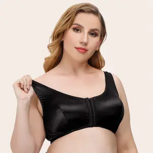 Donne Raso Morbido Tazza tazze Piene di Comfort Reggiseno Chiusura Anteriore di disegno Più Il Formato tazza Piena Reggiseni Senza Fili Più Il formato del reggiseno delle donne