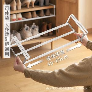 Étagère à chaussures extensible 40-65 cm en acier au carbone blanc, type crochet, pour rangement de chaussures dans un placard - Product Image 1