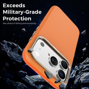 Funda Magnética de Cuero con Textura de Fibra de Carbono de Lujo para iPhone 17 14 15 16 Pro Max 17 Air, Funda Protectora con Carga Inalámbrica - Product Image 4