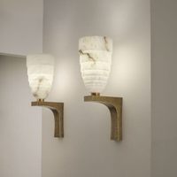 Applique Murale LED Moderne et Simple de Luxe Léger avec Abat-jour en Marbre Naturel Espagnol et Construction en Alliage pour Chambre, Couloir, Escalier