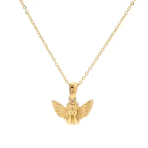 American INS wind net red 18K gold stainless steel angel pendant women's fashion versatile necklace