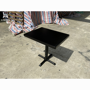 Table de salle à manger commerciale en bois stratifié HPL, contreplaqué, <span class=keywords><strong>panneau</strong></span> MDF, métal, prix de gros, pour bar et restaurant, noire DT011 - Product Image 1