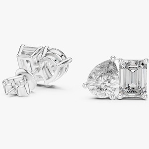 Emerald cut lab grown diamonds IGI certified <b>silver</b> earrings Women's luxury diamond <b>studs</b> Elegant wedding fine jewelry - Product Image 4