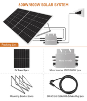 Système solaire pour balcon 800W 1200W 2000W Système de panneau solaire pour balcon à micro-onduleur Sortie CA directe