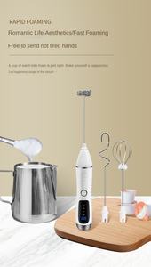 Mousseur à <span class=keywords><strong>lait</strong></span> électrique portatif, idéal pour faire mousser le <span class=keywords><strong>lait</strong></span> <span class=keywords><strong>chaud</strong></span> <span class=keywords><strong>ou</strong></span> <span class=keywords><strong>froid</strong></span>, préparer des cappuccinos, des lattes et des desserts - Product Image 6