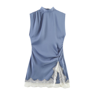 PB&ZA Vente en gros Nouveautés estivales Robe en satin à col haut sans manches pour femmes 2654484 - Product Image 1