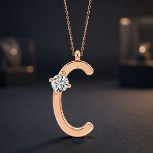 Collier pendentif initial C en diamant naturel intemporel pour femme, bijou fin personnalisé élégant, cadeau en argent sterling plaqué or 10 carats - Product Image 4