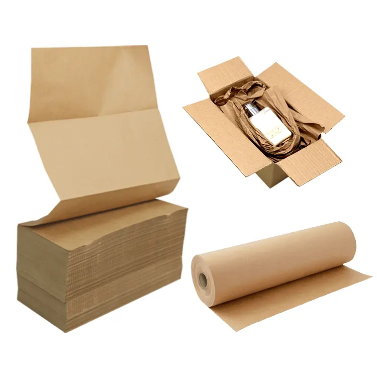 High Productivity Box Filling Material Package Cushion Eco Friendly Void Fill Paper Packaging Folding Foldable Kraft Paper