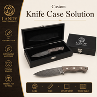 Boîte cadeau de luxe en bois noir mat avec doublure en velours pour l'emballage de lames en acier, vente en gros d'articles de cuisine haut de gamme OEM