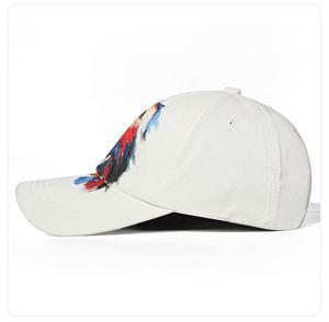 Gorra de béisbol unisex de algodón blanco de 6 paneles al por mayor, con logo estampado de grafiti estilo hip-hop, deportiva, formal, para uso diario y ocio, con la imagen de la marca dominante. - Product Image 4