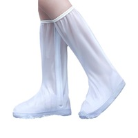 Couvre-chaussures imperméables réutilisables en PVC à tige haute, semelle antidérapante épaissie, surchaussures de pluie pour les voyages en plein air et le camping