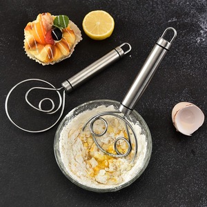 304 Stainless Steel Danish Flour Double Eye Coil Mixer Manual Dough Kneading Tool Bakery Stirring Stick - Product Image 1