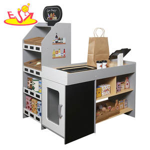 In legno grande grigio supermercato <span class=keywords><strong>Play</strong></span> Set-i bambini fingono di giocare a drogheria con scaffali e registratore di cassa W10A214C - Product Image 2