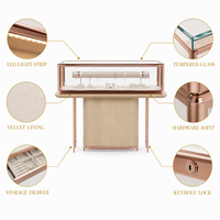 Comptoir de présentation de bijoux en bois sur mesure avec éclairage LED pour les magasins de bijoux en gros