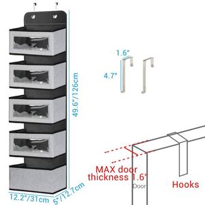 Organizador Colgante Transparente con Ganchos Metálicos para Puerta o Pared, con 5 Bolsillos Grandes para Armario o Cuarto de Bebé - Product Image 6
