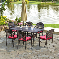 Ensemble de meubles de patio en aluminium et fonte de style moderne du milieu du siècle, chaises de salle à manger de jardin et tables de barbecue pour hôtels