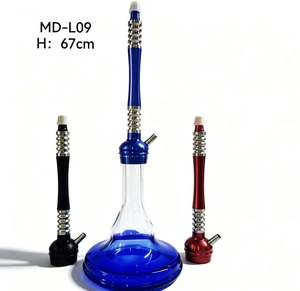 Ensemble de chicha en verre moyen MD-L09 avec tige en aluminium, mini chicha avec lumière LED, pour les voyages et les bars - Product Image 1