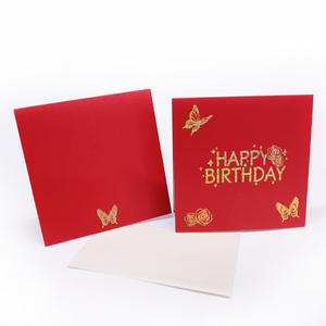 Cao cấp 3D Bướm Đỏ bánh thiệp chúc mừng viết tay thư giấy điêu khắc cá nhân sinh nhật tin nhắn cho bé trai bé gái - Product Image 4