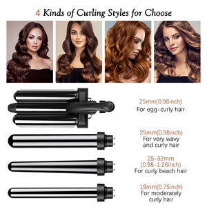 Set di bacchetta arricciacapelli professionale rivestimento in ceramica intercambiabile arricciacapelli ferri rotanti all'ingrosso capelli arricciacapelli - Product Image 3