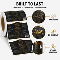 Étiquettes personnalisées en feuille d'or pour cosmétiques, résistantes à l'eau et à l'huile, pour emballages de bouteilles d'huile capillaire