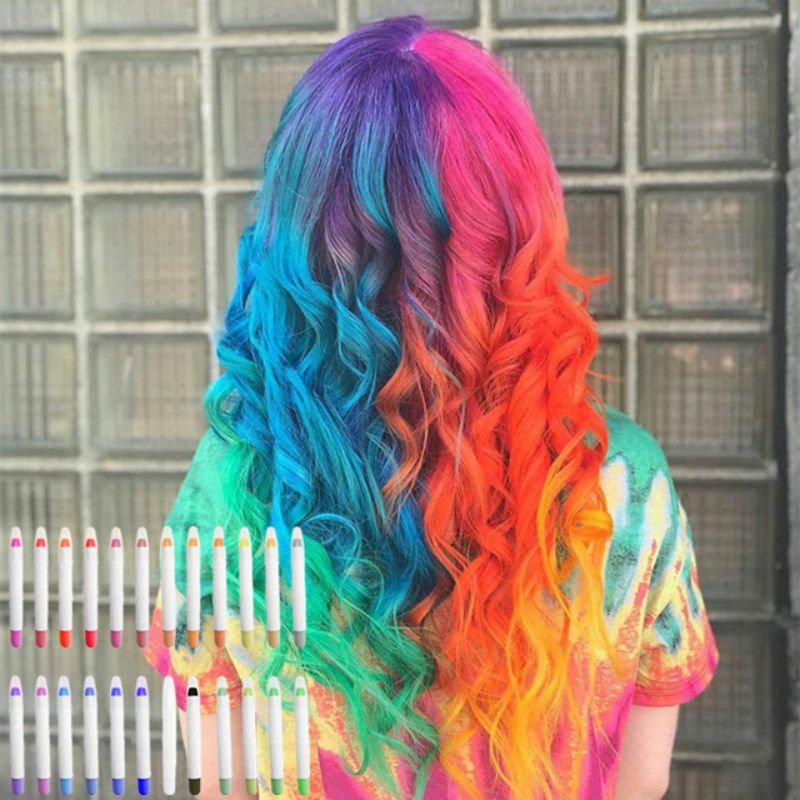 Tiza lavable temporal de Color brillante para el pelo para niños, pluma de regalo de fiesta de cumpleaños, pigmento de tinte de perro para juego de tiza para el cabello