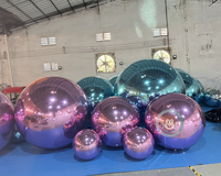 Boule miroir gonflable géante commerciale, sphère disco gonflable colorée, ballon miroir flottant doré pour décoration de fête au bord de la piscine