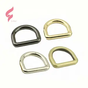 Lihui New material custom 24mm light gold brass zinc alloy metal d ring for tote handbag