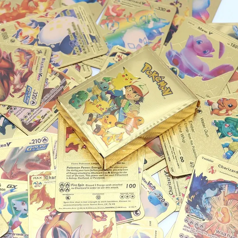 French Spanish English German Poke mon TCG Cards Wholesale Vmax GX Charizard Pikachu Rare Pokemoned Collection Game Card KidsToy