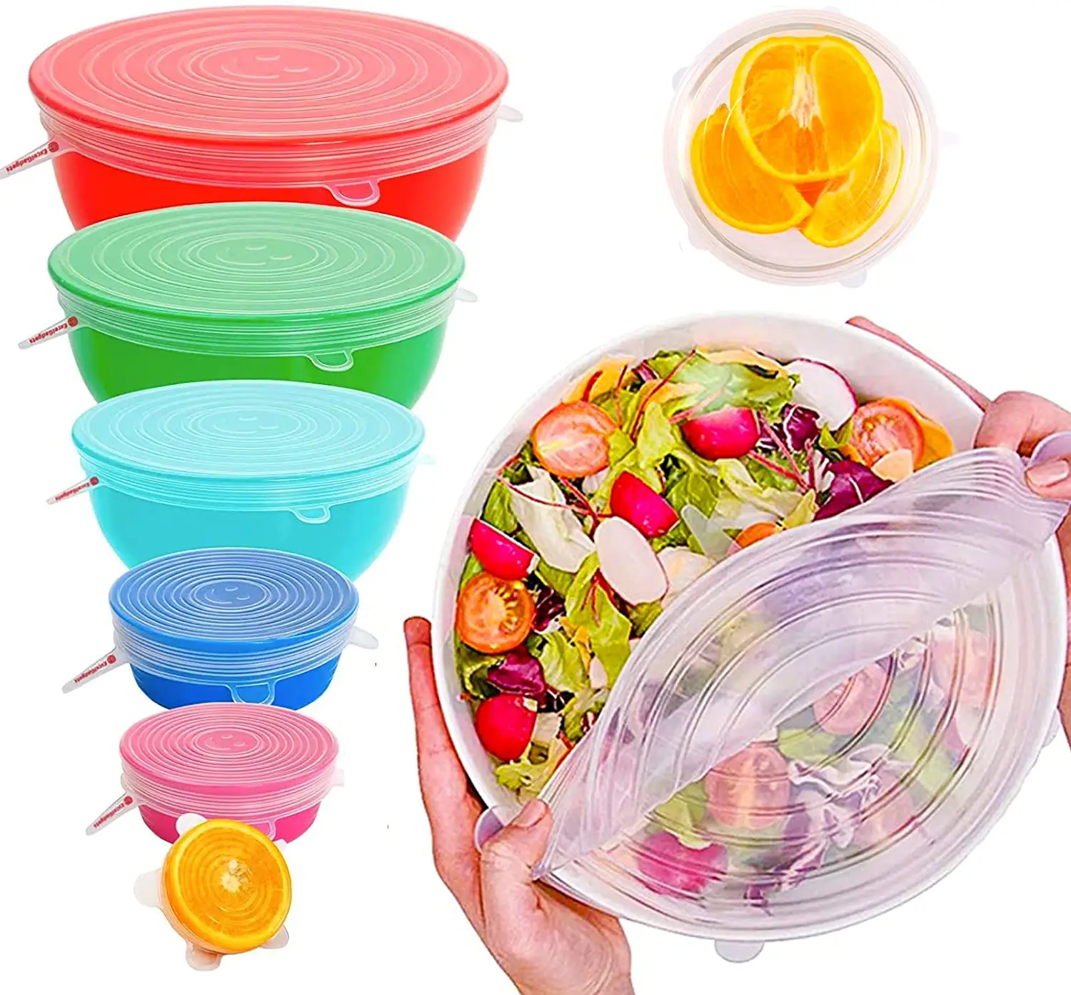 Reusable Durable Food Storage Covers for Bowl Food Grade Silicone Stretch Lids for All Containers BPA Free Silicone Stretch Lids