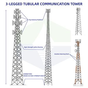 Torre de Comunicación Autoportante Angular de 3 Patas de Acero Estructural de Alta Resistencia Galvanizado en Caliente de 70 m para Telecomunicaciones por Microondas - Product Image 3