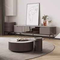 Table basse moderne minimaliste en dalle d'ardoise de style italien de luxe, avec rangement intégré, structure métallique durable, facile à nettoyer, mobilier pour la maison