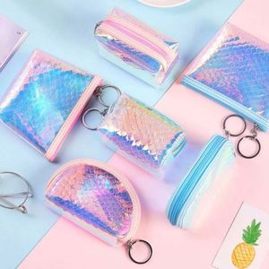 Porte-monnaie carré étanche en TPU laser pour filles, motif écailles de poisson coloré, petit sac à monnaie tendance - Product Image 2