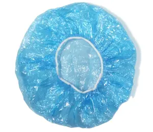 Bonnet de bain élastique transparent bon marché imperméable à l'eau bonnet de douche jetable en plastique PE de voyage pour hôtel et salon