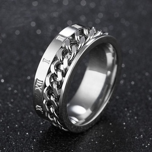 Chuỗi Vòng Cử Động Cá Tính Đàn Ông Nhẫn Nam Trang Sức Biker Rãnh Cạnh Thép Không Gỉ Spinner <span class=keywords><strong>Ring</strong></span> - Product Image 2