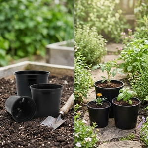 Pots de pépinière en plastique PP noir robuste de qualité supérieure avec excellente drainage pour l'agriculture en serre - Vente en gros - Product Image 6